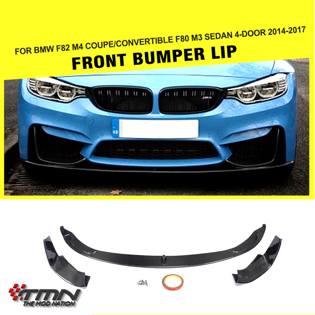 カーボン フロントリップスポイラー (スプリッター付き), BMW M3/M4, F80/ F82/ F83 – TMN Auto Parts