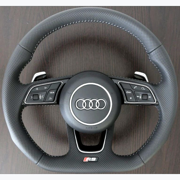 Audi 純正 RS フラットボトム ステアリングホイール A3/A4/A5 (B9)- Punch Leather