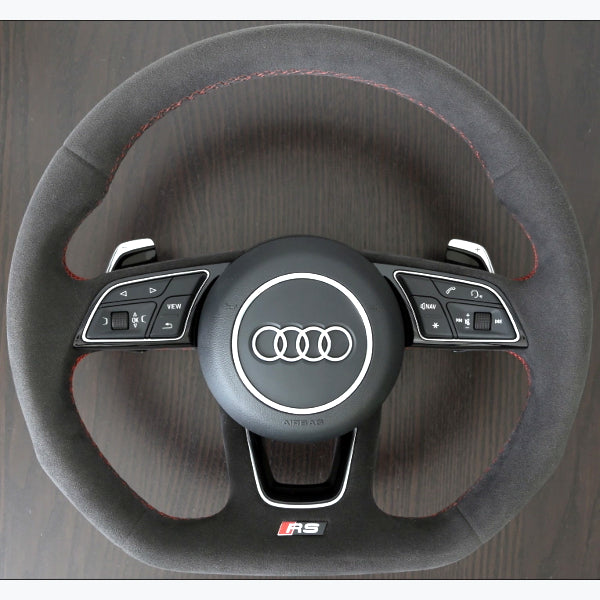 Audi 純正 RS フラットボトム ステアリングホイール A3/A4/A5 (B9)- Alcantara